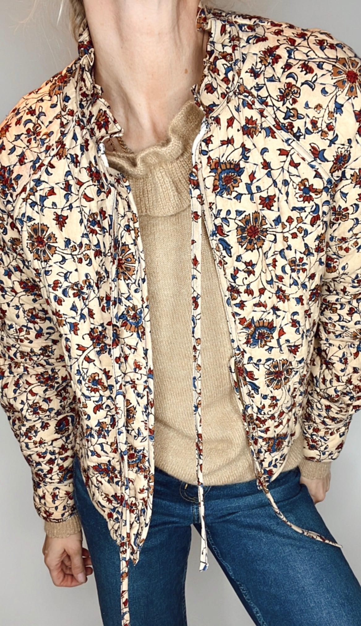 Autumn Cotton Quilted Jacket - Natural