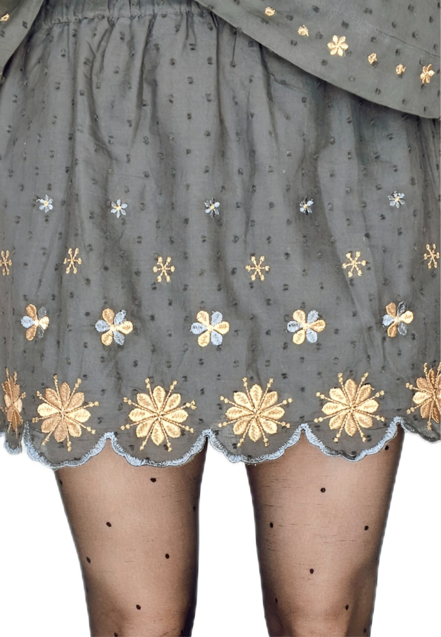 Shivani Cotton & Metallic Embroidered Mini - Washed Black