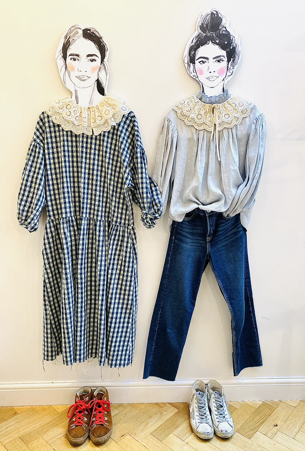 Cloudia Broderie Tie Collar - Clotted Cream