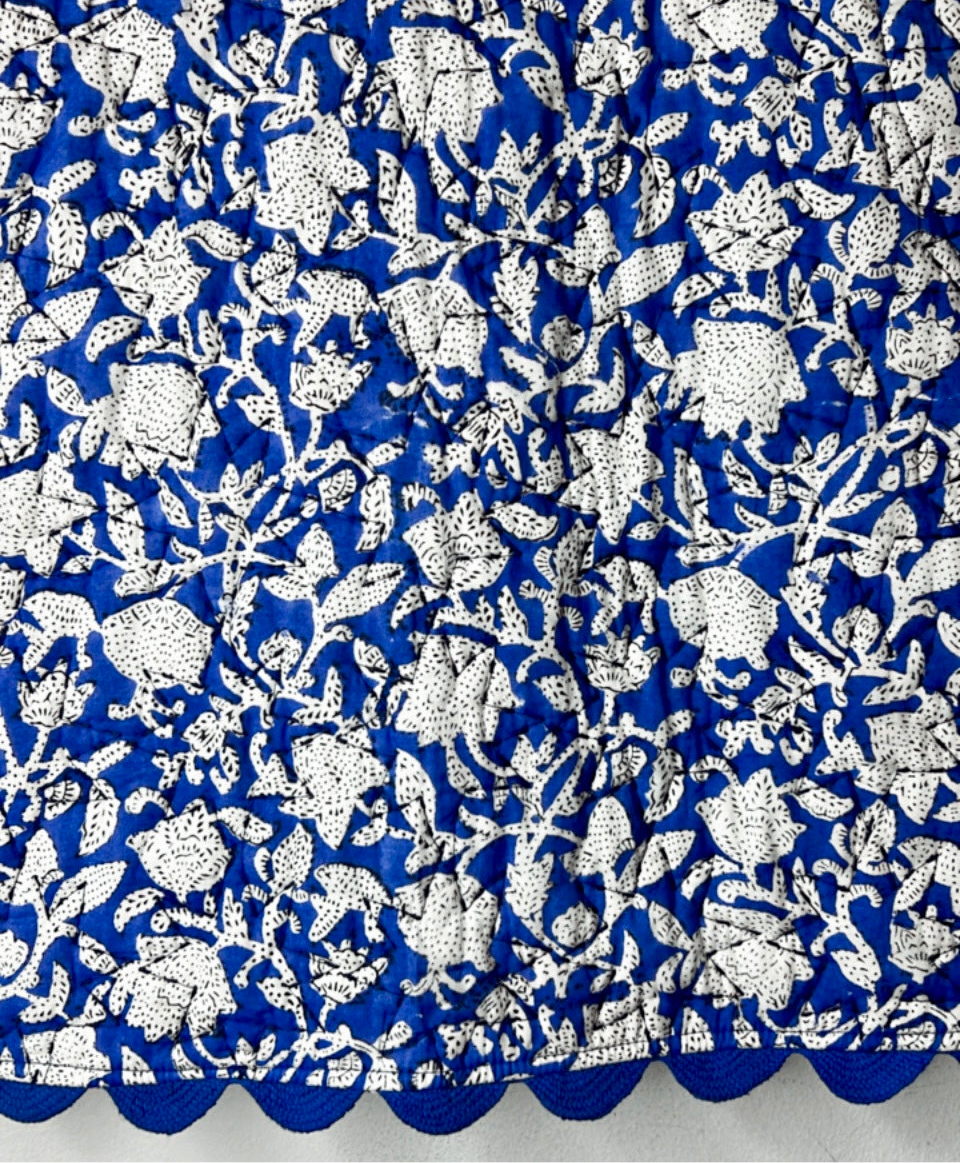 Clem Ric Rac Cotton Quilted Gilet - Indigo & White