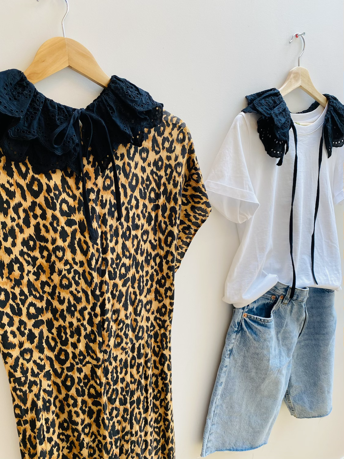 Nicole Broderie Tie Collar - Jet Black