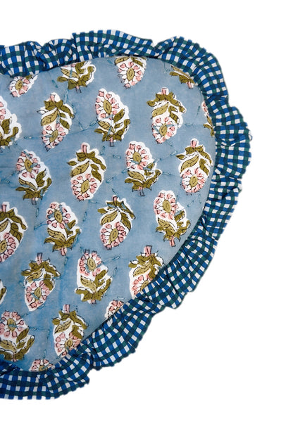 Cuckoo Quilted Heart Pot Holder - Dusty Blue/Green