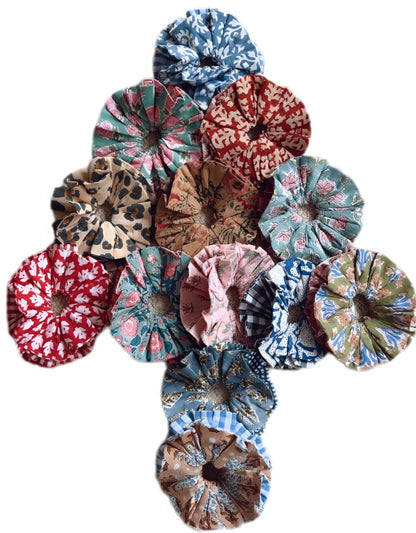 Rizo Double Layer, Reversible Cotton Scrunchie - Chilli Red