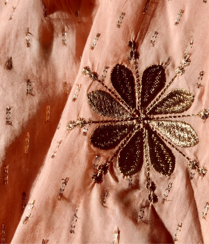 Calamine Half Placket Cotton & Metallic Spot Pop-Over Top - Plaster