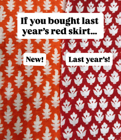 Mandardin Frilly Edge Cotton Wrap Mini Skirt - Orange Red