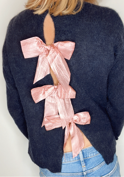 Open, Bow Back Jumper - Dark Navy