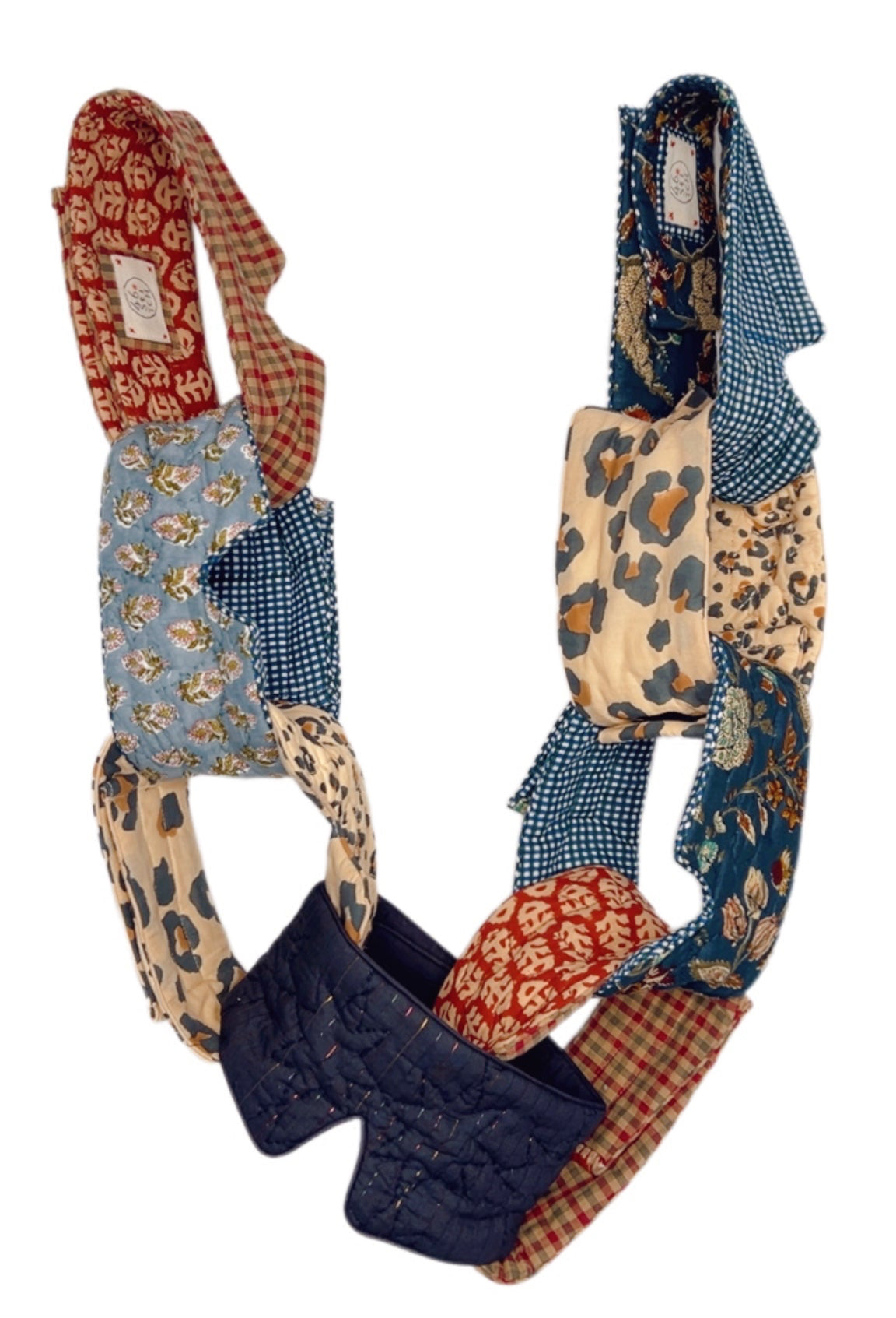 Millie Metallic Stripe No Waste Quilted Eye Mask - Midnight Blue