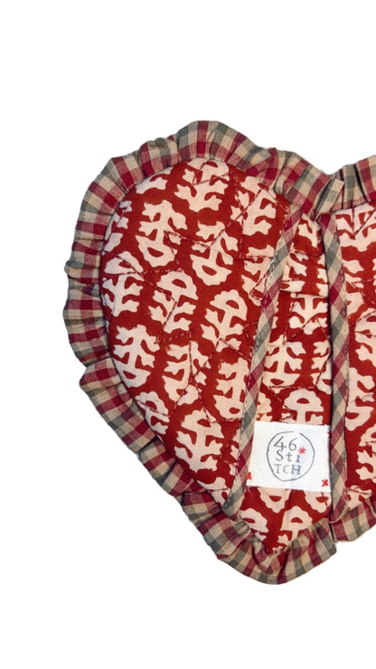 Rizo Quilted Heart Pot Holder - Chilli Red