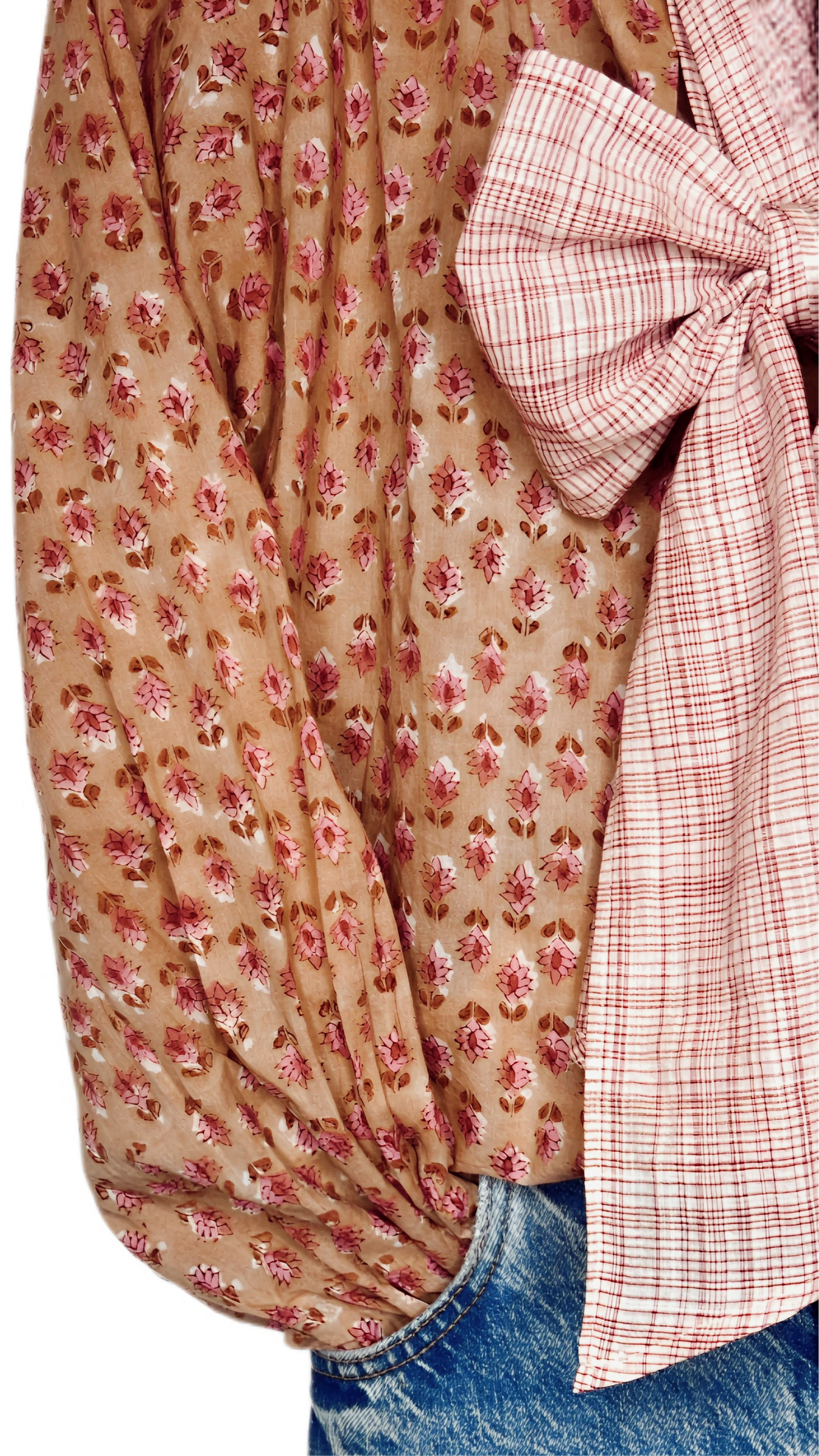 Farrow Detachable Tie Neck Cotton Shirt - Plaster Pink