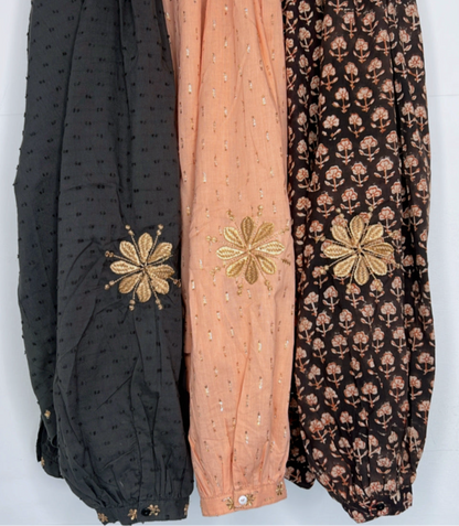 Belly Half Placket Cotton Pop-Over Top - Deep Bitter Chocolate