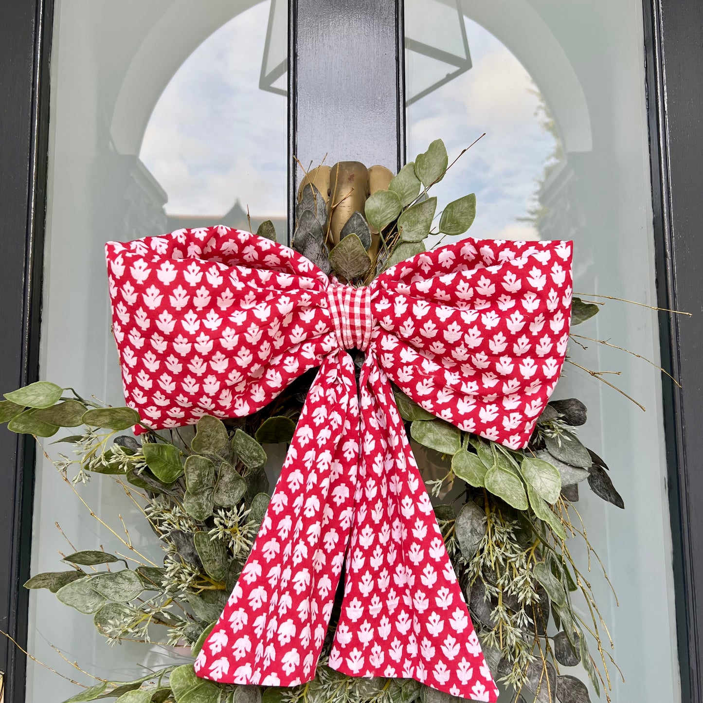 Large Quilted Bow - Cherry Red Print