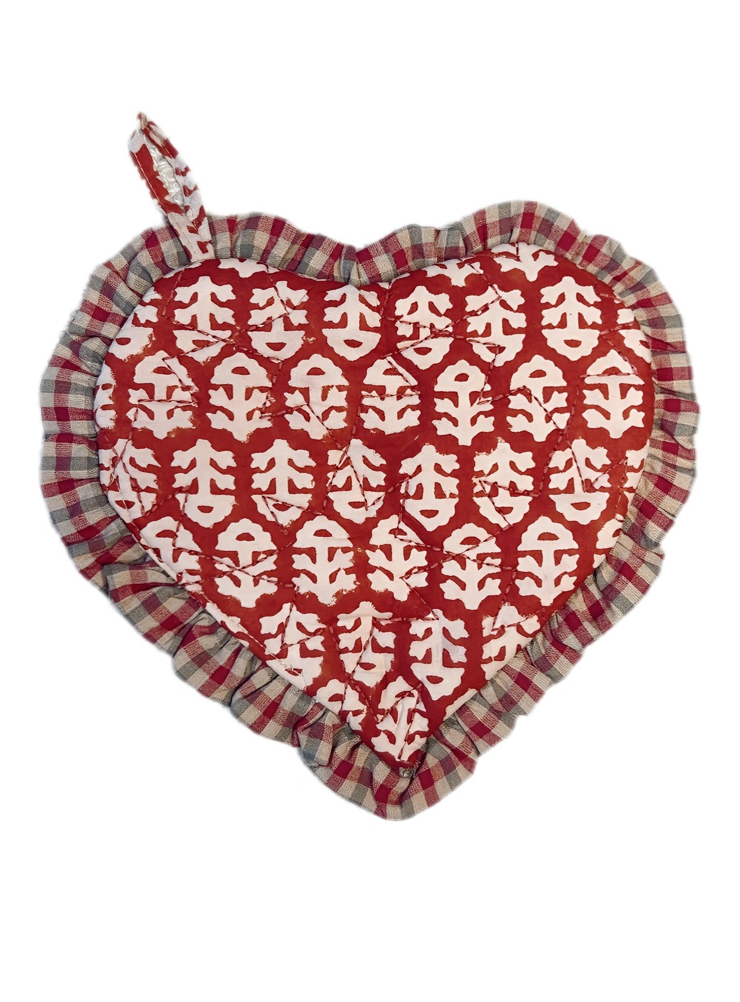 Rizo Quilted Heart Pot Holder - Chilli Red