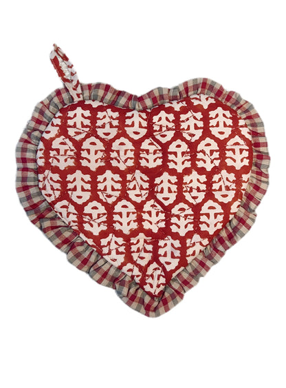Rizo Quilted Heart Pot Holder - Chilli Red