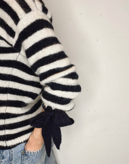 Interchangeable Bow Cuff Stripe Jumper - Dark Navy and Cream