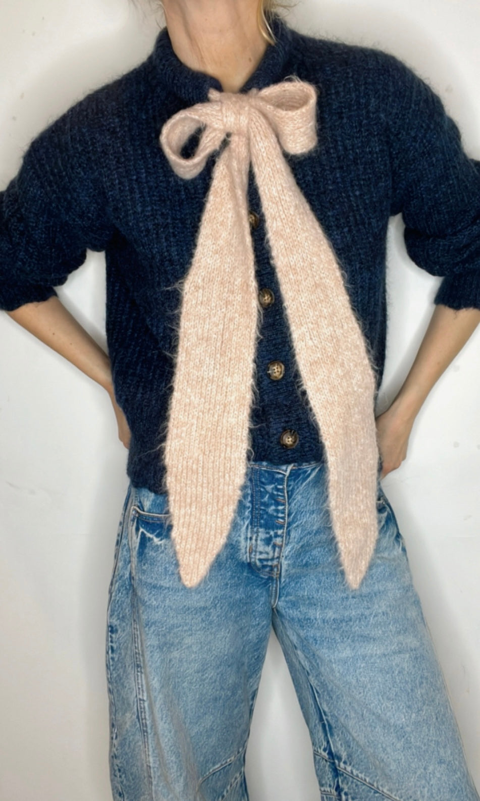 Long, Chunky Knit Tie (only) - Blossom Pink