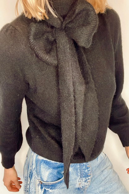 Bow Tie Neck Jumper - Noir