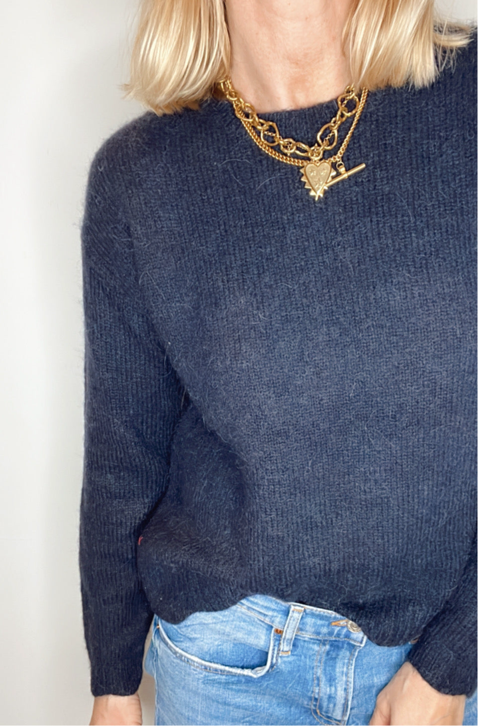 Open, Bow Back Jumper - Dark Navy