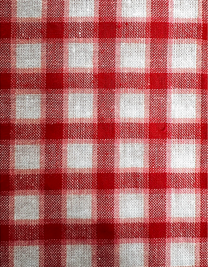 Cherry Check Detachable Tie Neck Cotton Shirt - Cherry Red