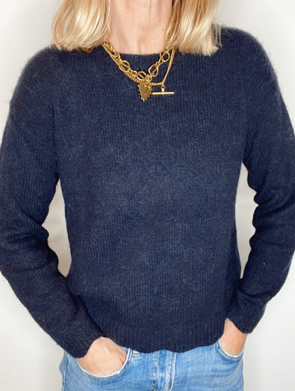 Open, Bow Back Jumper - Dark Navy