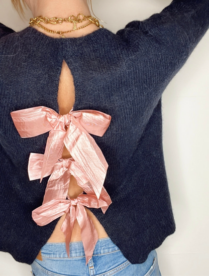 Open, Bow Back Jumper - Dark Navy