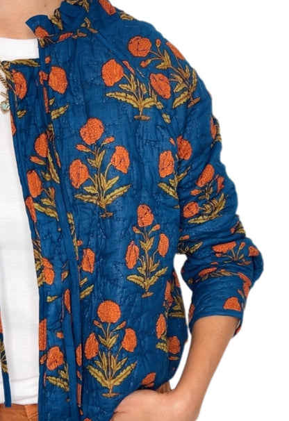 Holi Quilted Jacket - Deep Teal & Rust