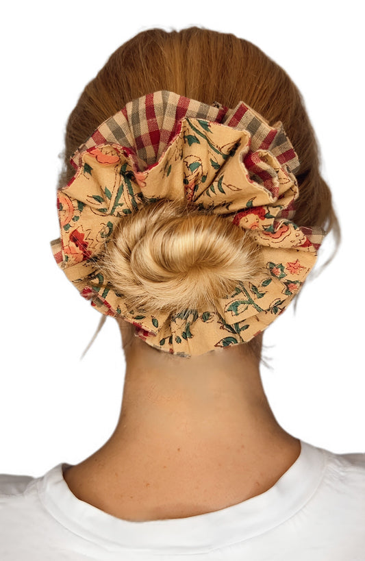 Daria Double Layer, Reversible Cotton Scrunchie - Plaster