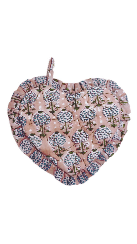 Penny Quilted Heart Pot Holder - Blossom Pink