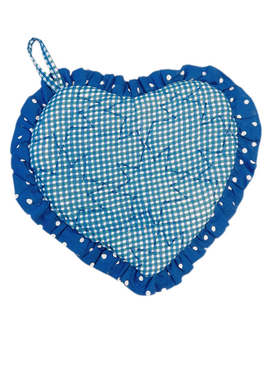 Gigi Quilted Heart Pot Holder - Deep Teal & Navy