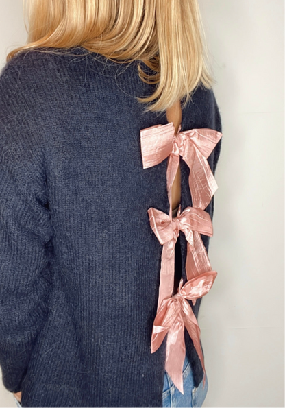 Open, Bow Back Jumper - Dark Navy