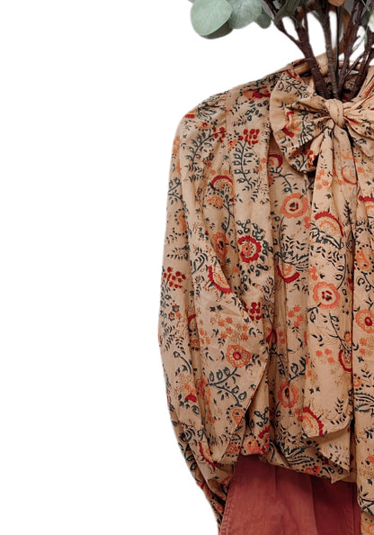 Daria Detachable Tie Neck Cotton Shirt - Smoked Trout