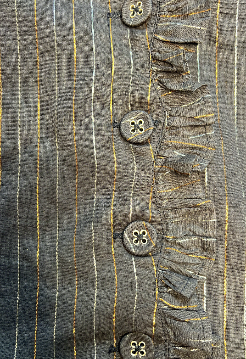 Millie Metallic Stripe Cotton Jumpsuit - Midnight Blue