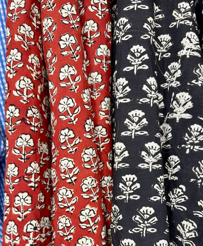 Ruby Detachable Tie Neck Cotton Shirt - Red Earth Print