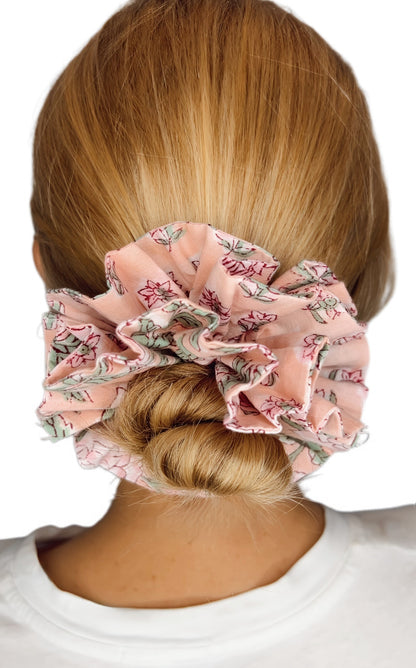 Candyfloss Double Layer, Reversible Cotton Scrunchie - Softest Pink