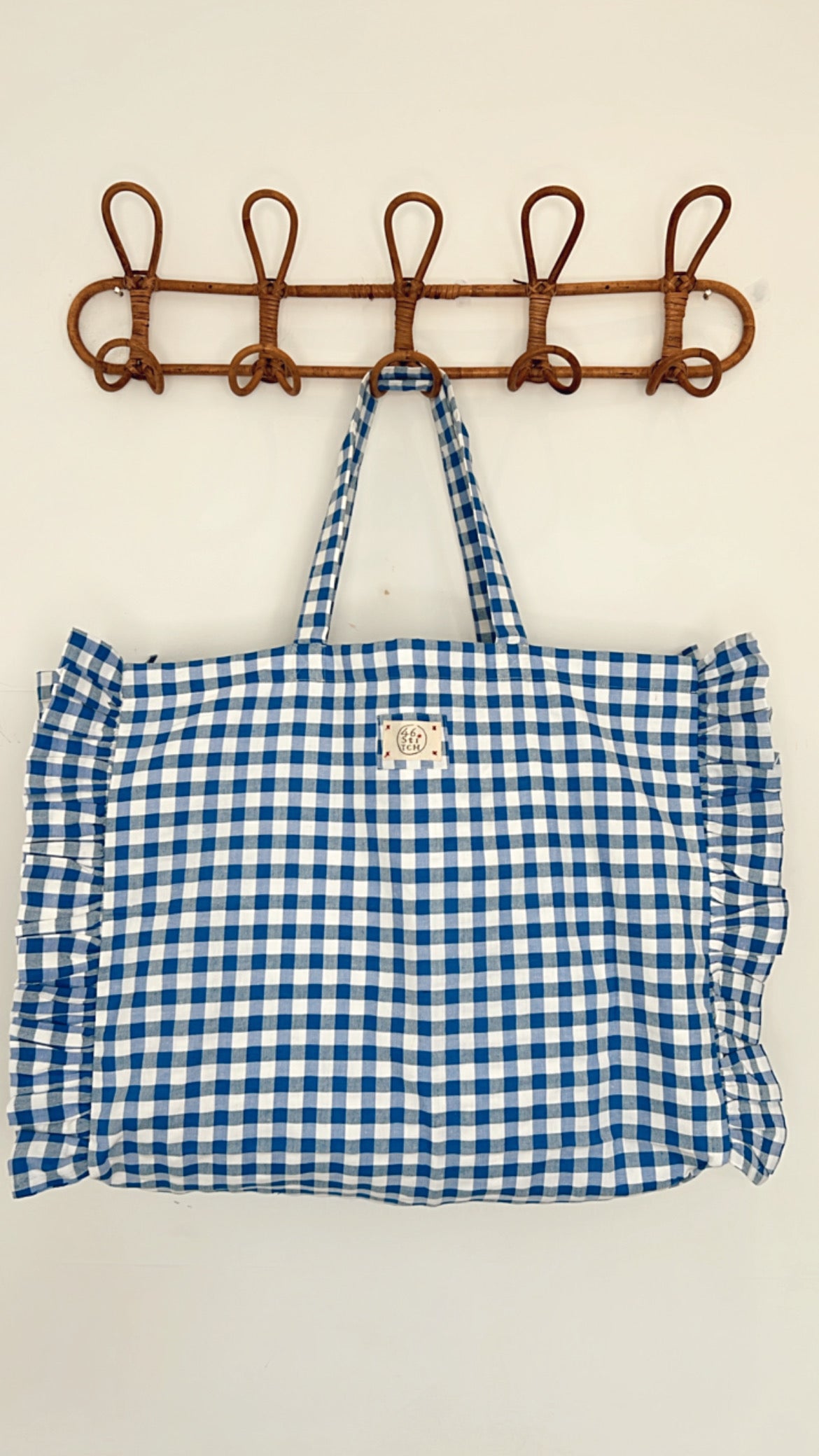 LARGE Vix Gingham Cotton Fabric Bag