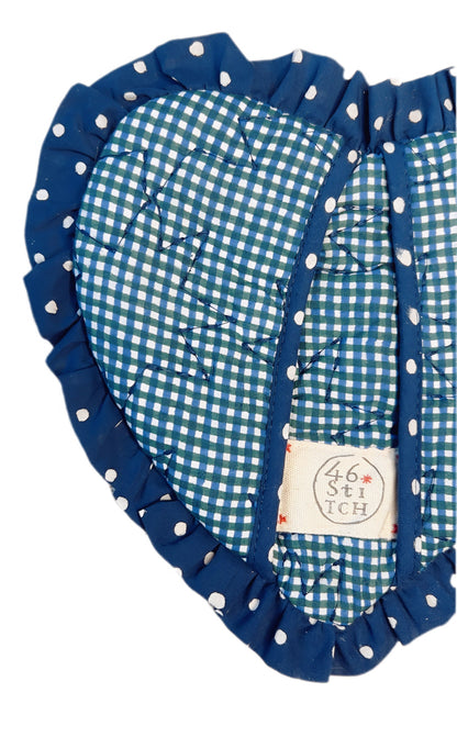 Gigi Quilted Heart Pot Holder - Deep Teal & Navy