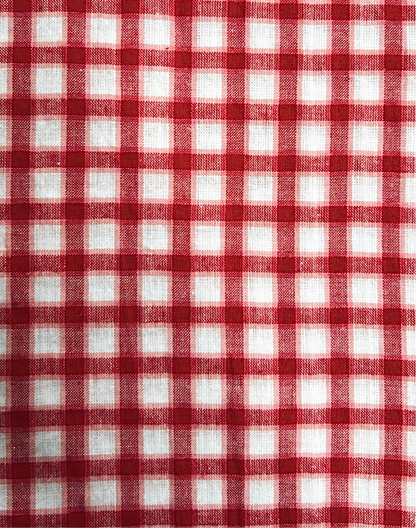 Cherry Check Detachable Tie Neck Cotton Shirt - Cherry Red