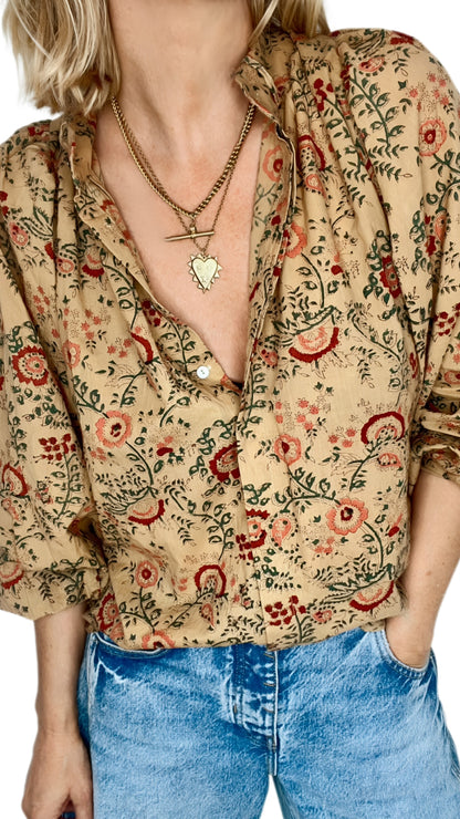 Daria Detachable Tie Neck Cotton Shirt - Smoked Trout