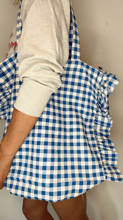 SMALL Vix Gingham Cotton Fabric Bag