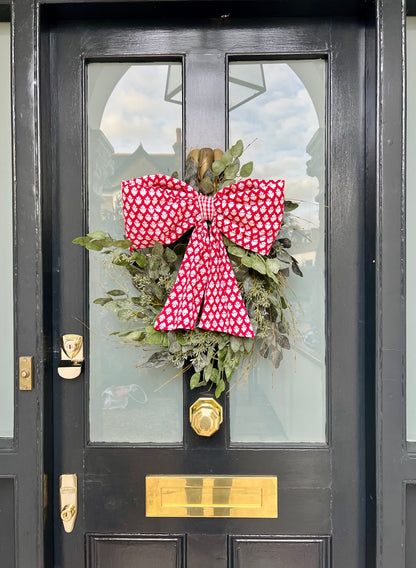 Large Quilted Bow - Cherry Red Print