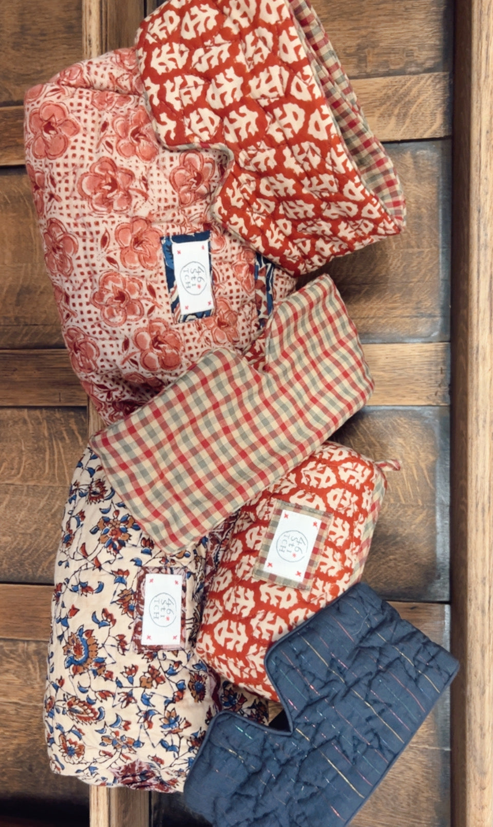 Millie Metallic Stripe No Waste Quilted Eye Mask - Midnight Blue