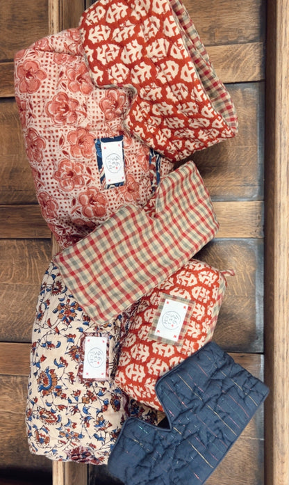 Millie Metallic Stripe No Waste Quilted Eye Mask - Midnight Blue