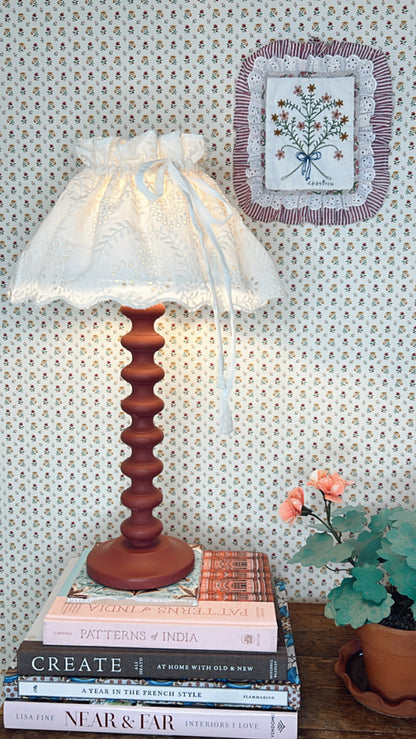 Medium Adjustable Broderie Fabric Lampshade Cover - Ecru Broderie