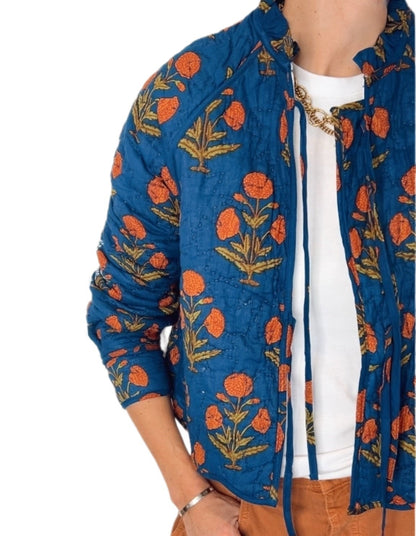 Holi Quilted Jacket - Deep Teal & Rust