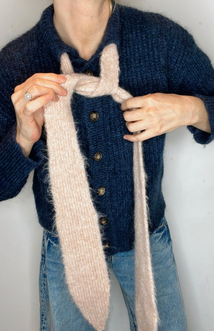 Long, Chunky Knit Tie (only) - Blossom Pink