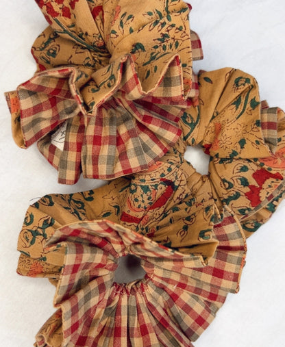 Daria Double Layer, Reversible Cotton Scrunchie - Plaster