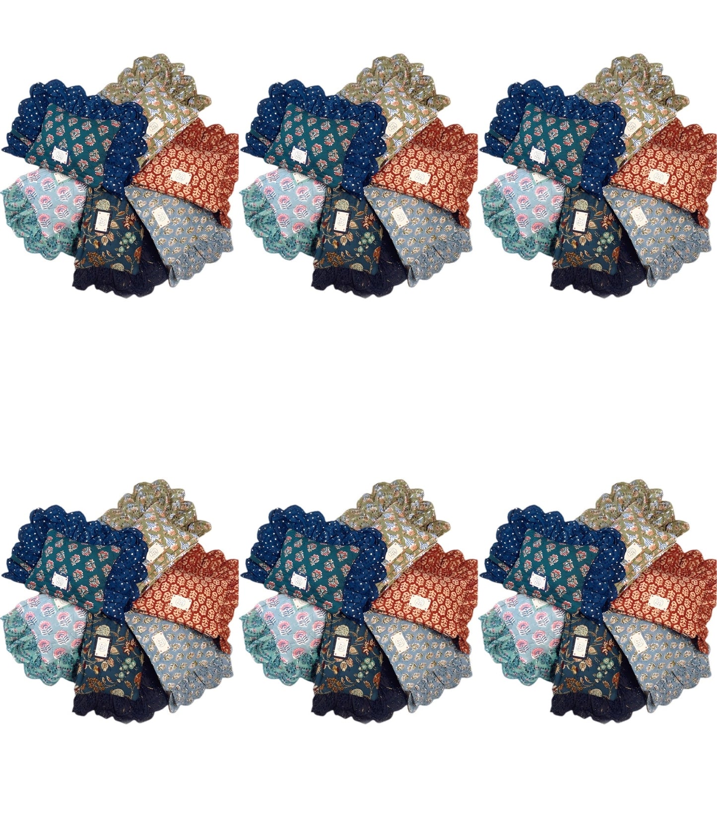 Beth Quilted Cotton Frill Clutch - Deep Teal
