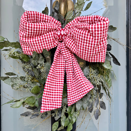 Large Quilted Bow - Cherry Gingham