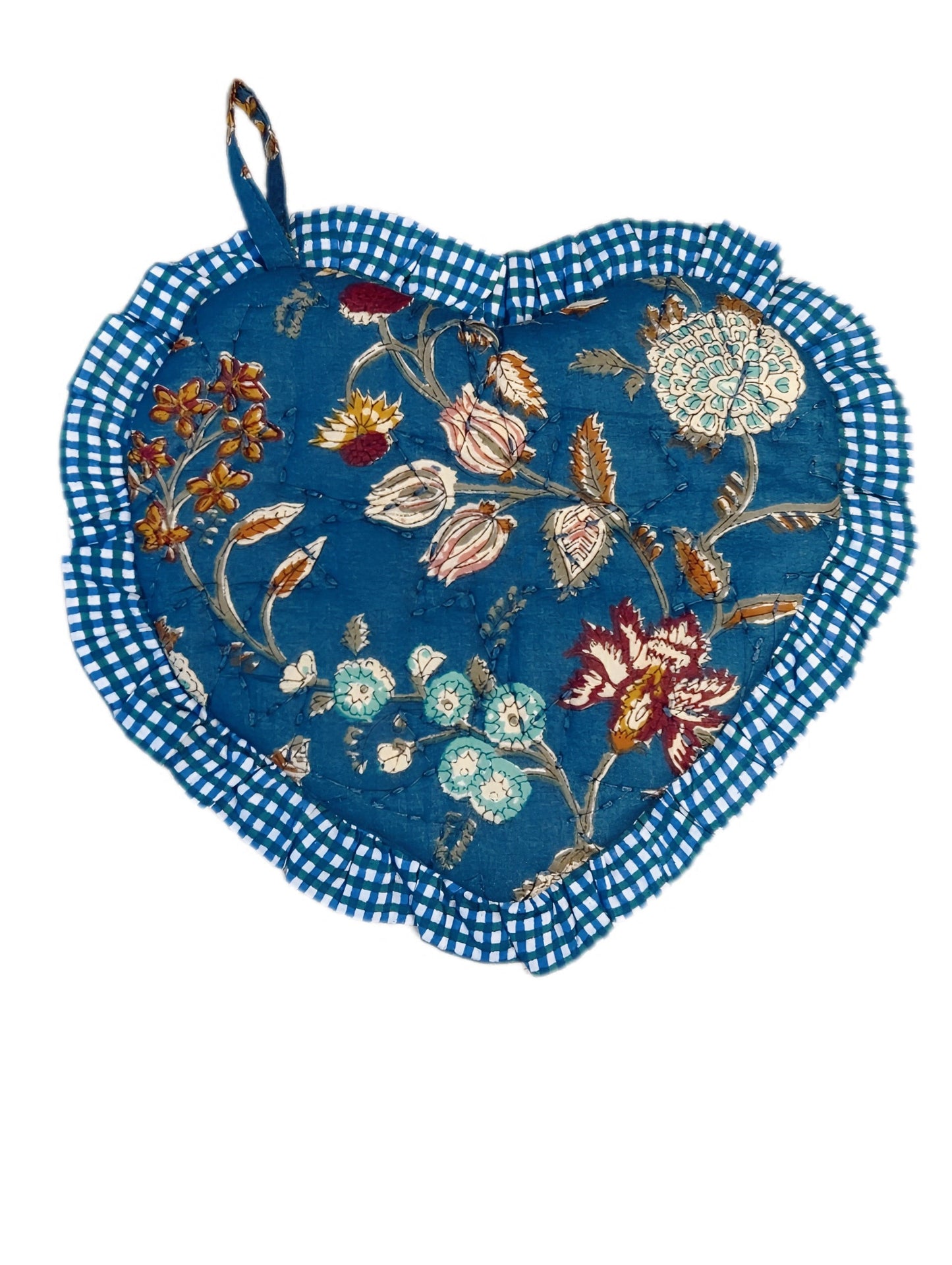 Izzy Quilted Heart Pot Holder - Dark Teal