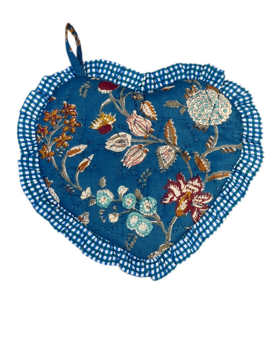 Izzy Quilted Heart Pot Holder - Dark Teal