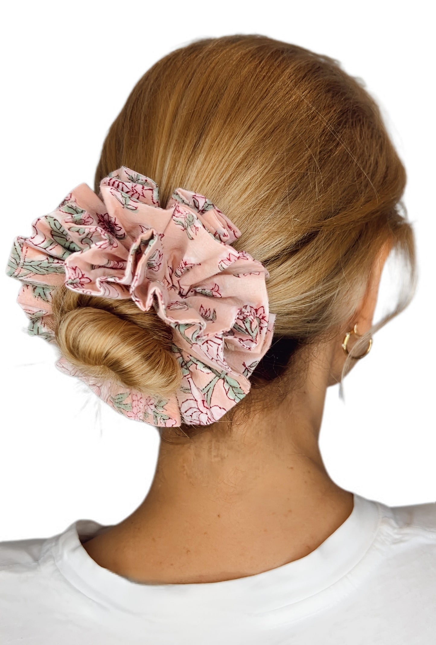 Candyfloss Double Layer, Reversible Cotton Scrunchie - Softest Pink